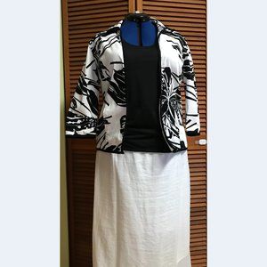 Women Chico's Brand (Large) Black/White Open Front Jacket